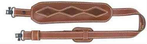 AA&E Leathercraft Brown Trophy Cushion Pad Gunsling with Diamond-8 Pattern Suede Inlay Swivels 8501025S210